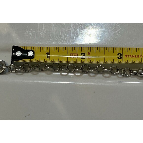 Chicos Clear Rhinestone & Enamel Flamingo Pendant Silver Tone Necklace  30~33in - Picture 10 of 10